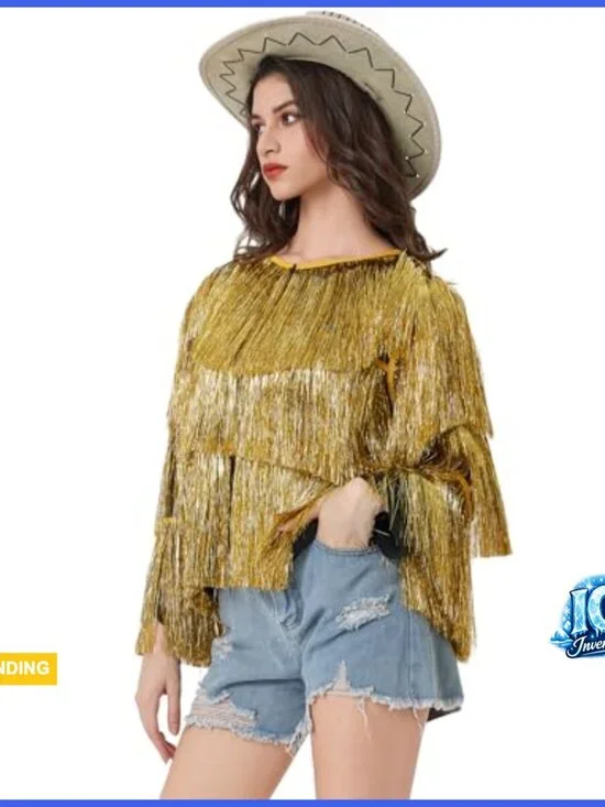 Sparkly Tinsel Fringe Jacket with Loose Fit for Festival Wear - Picture 2 of 6